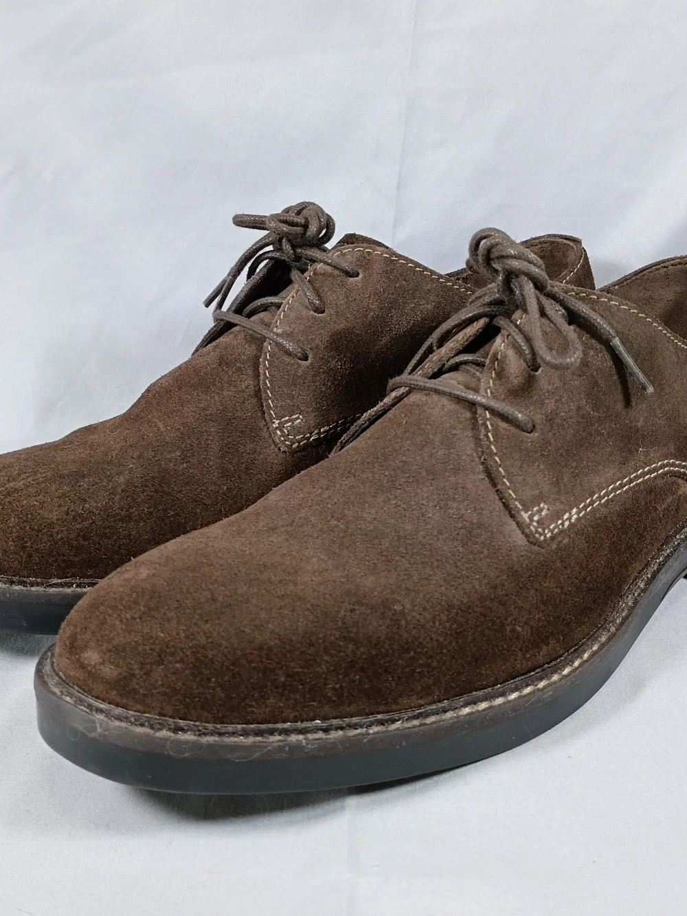 Clarks Paulson Plain Brown Suede Derby Oxford Dress Shoes Mens Size 10